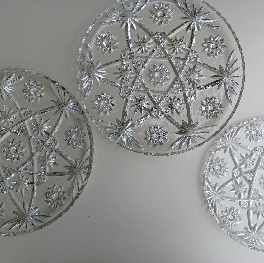 Vintage Anchor Hocking Star Of David Prescut Glass Plate 13.5" - Picture 14 of 15
